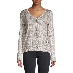 ATM Anthony Thomas Melillo Small Snake Print Sweater V-Neck Cashmere Cotton